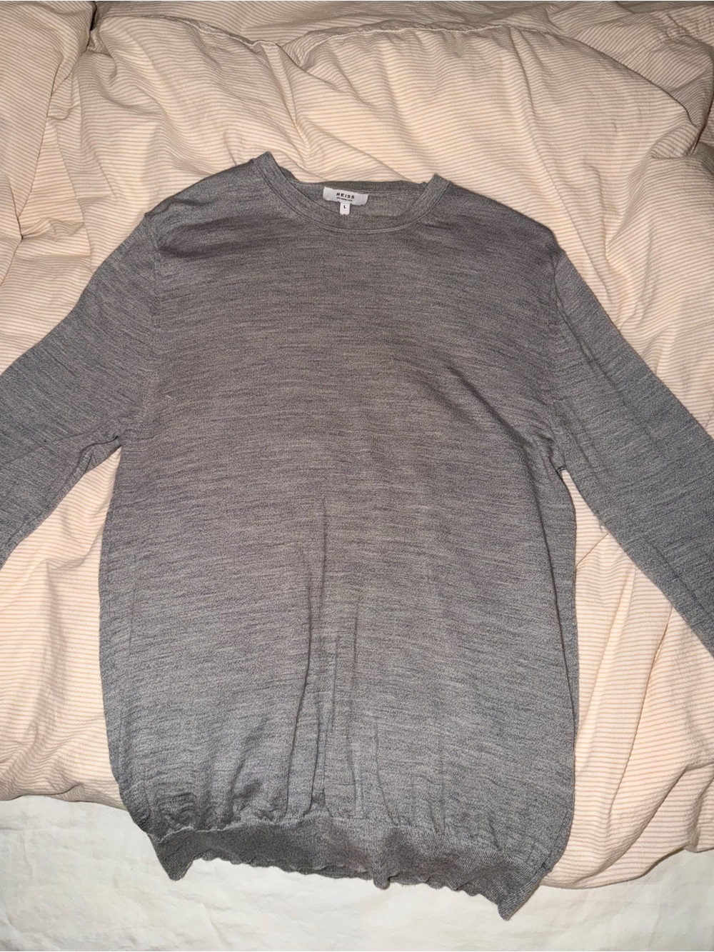 Reiss Men's Gray Marled Crewneck Sweater